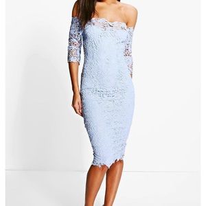 Boohoo Midi Light Blue Lace Dress size 2